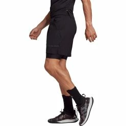 Adidas Men's US 2 In 1 Shorts - Black 9 Adidas Men's US 2 In 1 Shorts - Black -Yonex Shop 4 81342