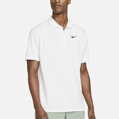 Nike Men's DriFit Solid Polo - White/Black 9 Nike Men's DriFit Solid Polo - White/Black -Yonex Shop 5 76727