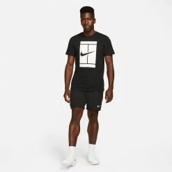 Nike Men's Seasonal Court Tee - Black/White -Yonex Shop 5 78512