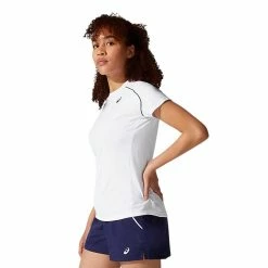 Asics Women's Short Sleeve Piping Tee - Brilliant White 7 Asics Women's Short Sleeve Piping Tee - Brilliant White -Yonex Shop f70395