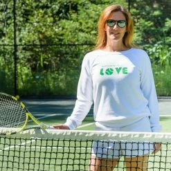 Happiness Is... Women's Tennis Love Sweatshirt - White/Green 6 Happiness Is... Women's Tennis Love Sweatshirt - White/Green -Yonex Shop f72612
