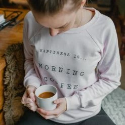 Happiness Is... Women's Morning Coffee Sweatshirt - Ballet Pink -Yonex Shop f72630