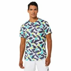 Asics Men's Match Graphic Short Sleeve - Multi/White 6 Asics Men's Match Graphic Short Sleeve - Multi/White -Yonex Shop f77320