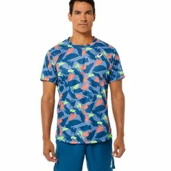 Asics Men's Match Graphic Short Sleeve - Multi/Light Indigo -Yonex Shop f77325