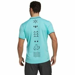 Adidas Men's Paris Freelift Polo - Pulse Aqua/Black -Yonex Shop f77371