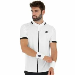 Lotto Men's Top IV Polo - Bright White/All Black -Yonex Shop f77705