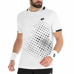 Lotto Men's Top IV Tee - Bright White/All Black -Yonex Shop f77709