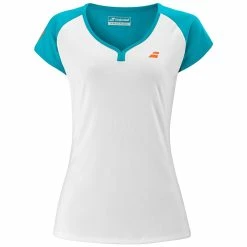 Alternative view of Babolat Women's Play Cap Sleeve Top - White/Blue