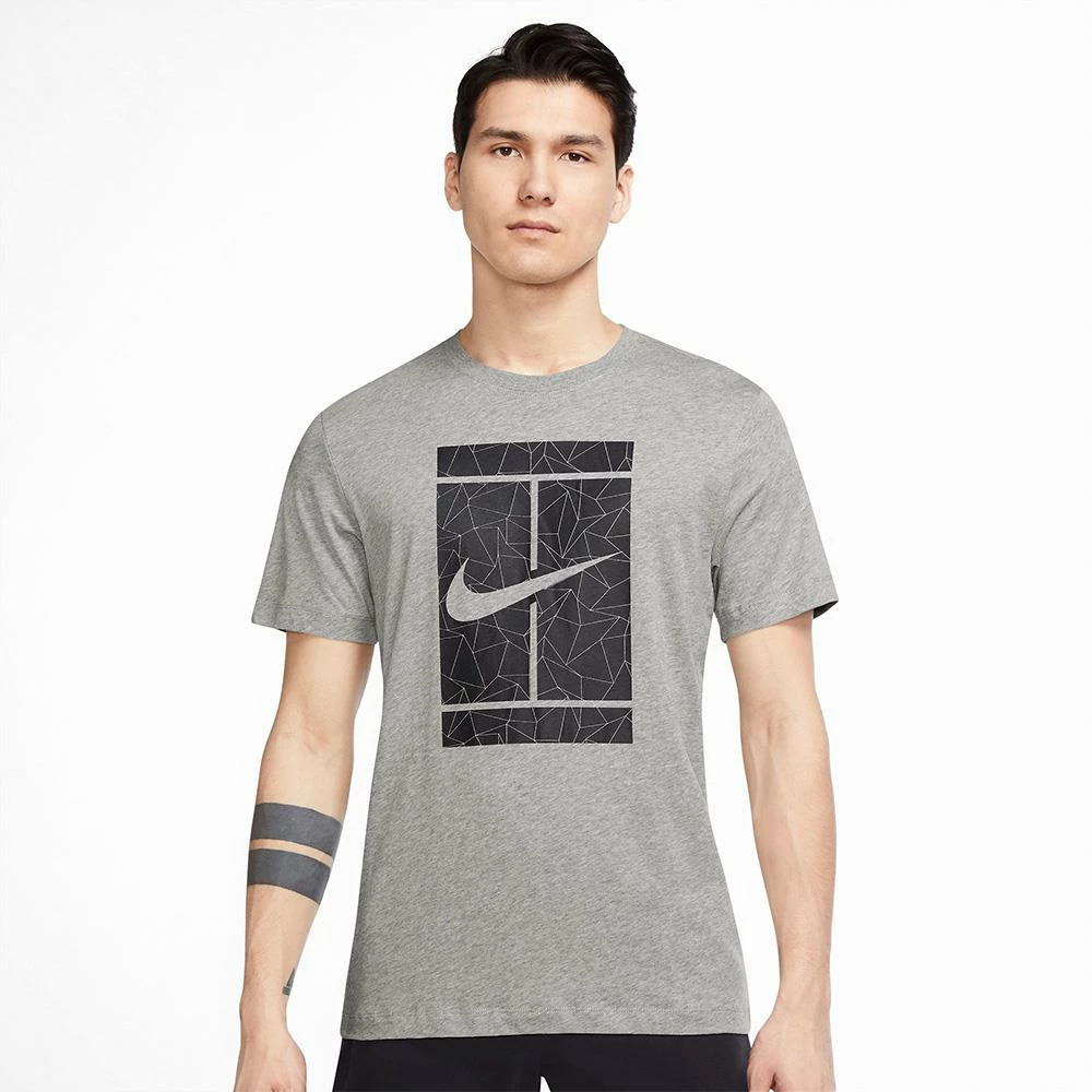 Nike Men's Seasonal Court Tee - Dark Grey Heather 2 Nike Men's Seasonal Court Tee - Dark Grey Heather - Image 2