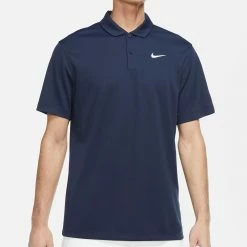 Alternative view of Nike Men's DriFit Solid Polo - Obsidian/White
