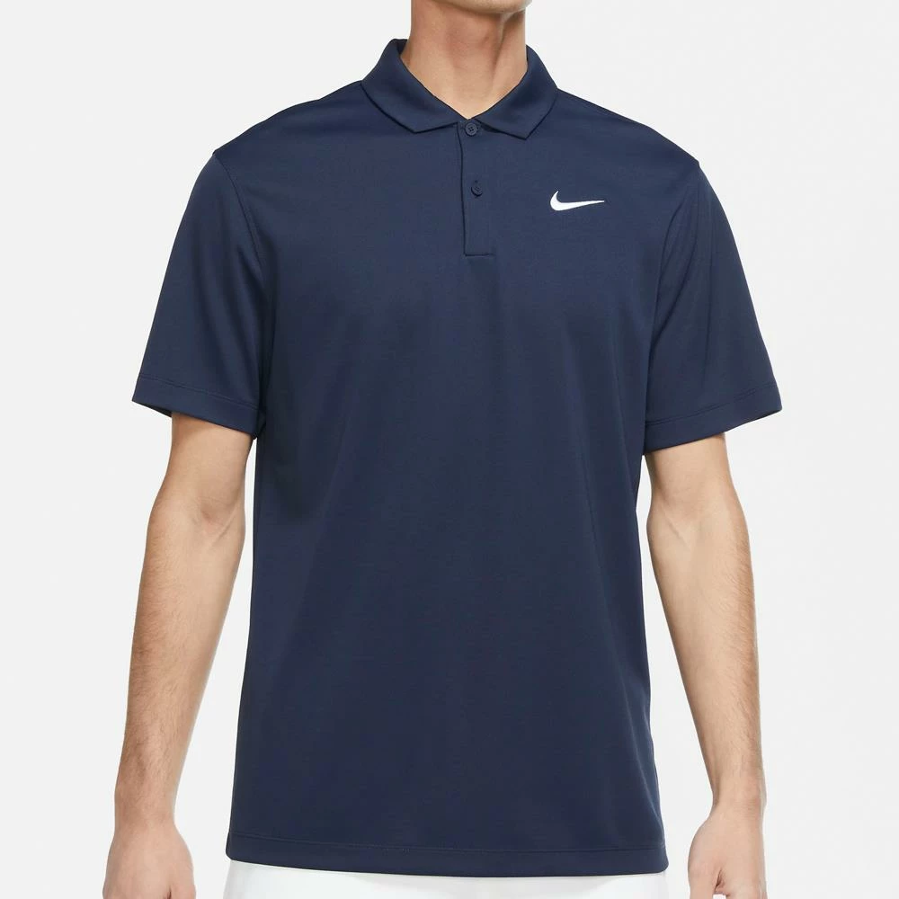 Nike Men's DriFit Solid Polo - Obsidian/White 2 Nike Men's DriFit Solid Polo - Obsidian/White - Image 2