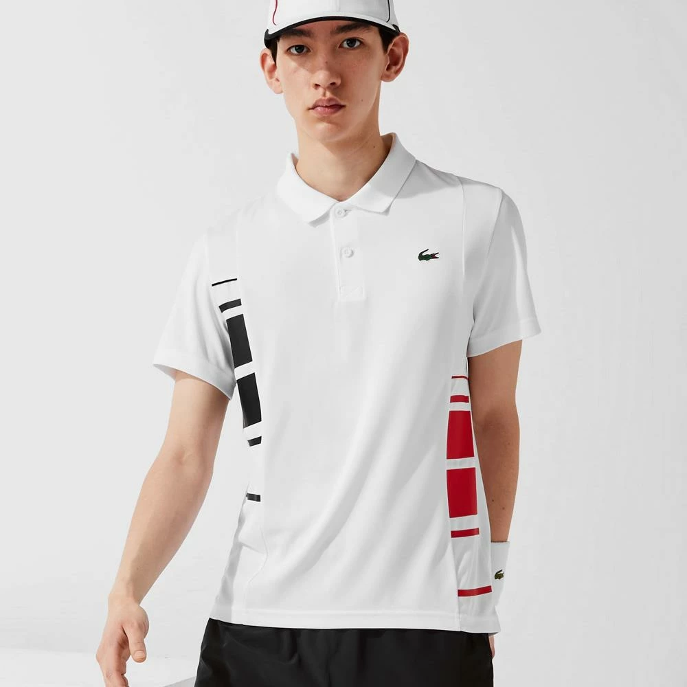 Lacoste Men's Sport Colourblock Pique Polo - White/Black 2 Lacoste Men's Sport Colourblock Pique Polo - White/Black - Image 2