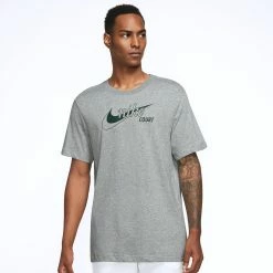Alternative view of Nike Men's Swoosh Tennis Tee - Grey Heather/Pro Green