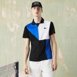 Alternative view of Lacoste Men's Sport Colour Block Pique Polo - Black/Blue
