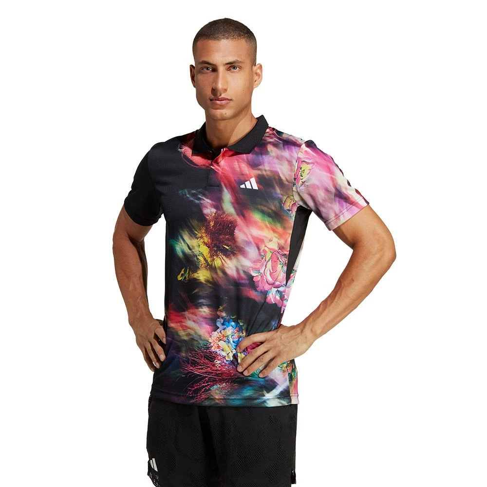 Adidas Men's Melbourne Freelift Polo - Multicolour / Black 2 Adidas Men's Melbourne Freelift Polo - Multicolour / Black - Image 2