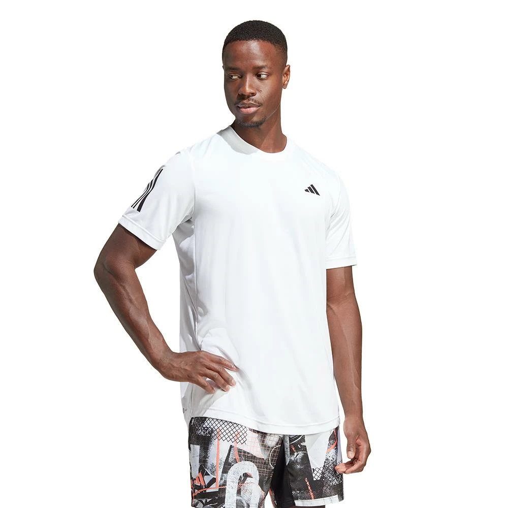Adidas Men's Club 3 Stripe Tee - White 2 Adidas Men's Club 3 Stripe Tee - White - Image 2