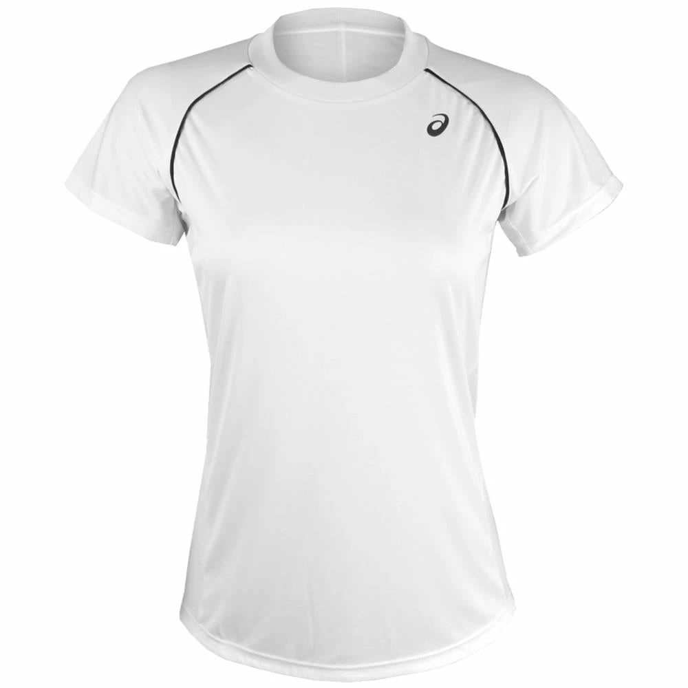 Asics Women's Short Sleeve Piping Tee - Brilliant White 1 Asics Women's Short Sleeve Piping Tee - Brilliant White