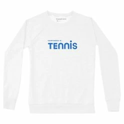 Happiness Is... Women's Tennis Sweatshirt - White/Blue