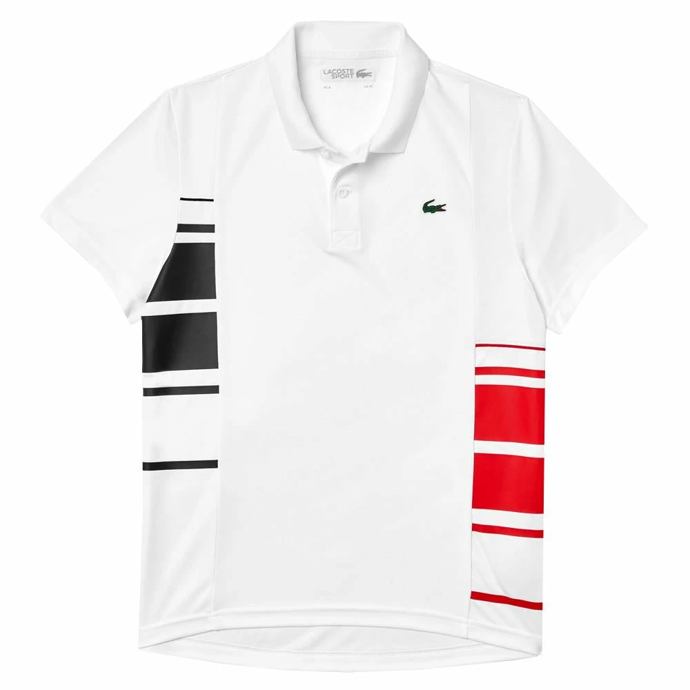 Lacoste Men's Sport Colourblock Pique Polo - White/Black 1 Lacoste Men's Sport Colourblock Pique Polo - White/Black