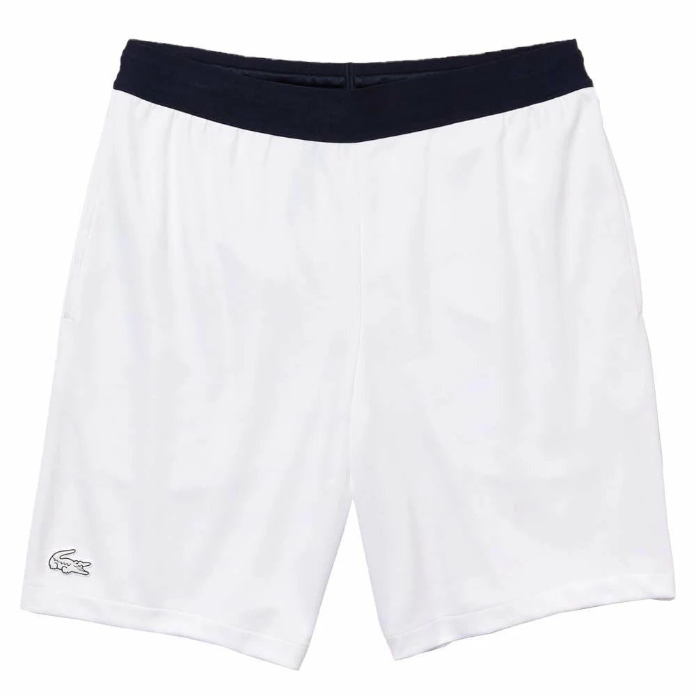 Lacoste Men's Sport Jacquard Short - White/Navy Blue 1 Lacoste Men's Sport Jacquard Short - White/Navy Blue