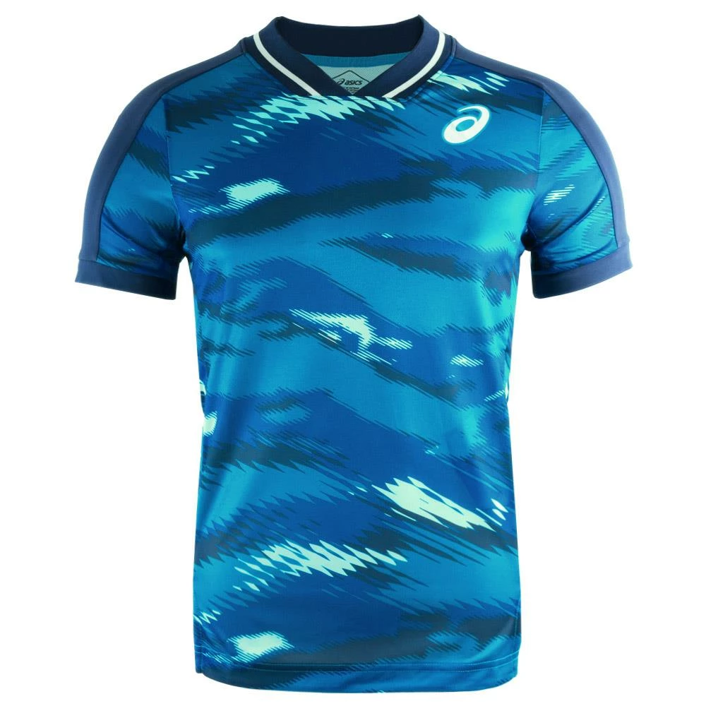 Asics Men's Match Graphic Short Sleeve - Dive Blue 1 Asics Men's Match Graphic Short Sleeve - Dive Blue